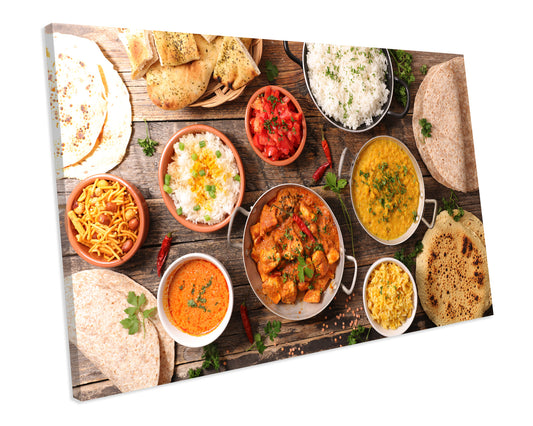 Indian Food Restaurants Kitchen Spices Framed Canvas print Wall Art