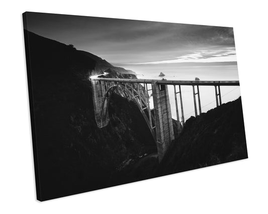 Bixby Creek Bridge California Landmark B&W CANVAS WALL ART Box Framed Picture Print
