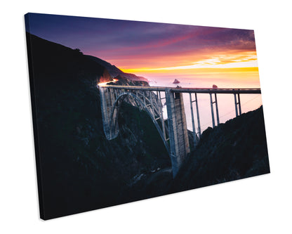 Sunset Bixby Creek Bridge California Landmark CANVAS WALL ART Box Framed Picture Print