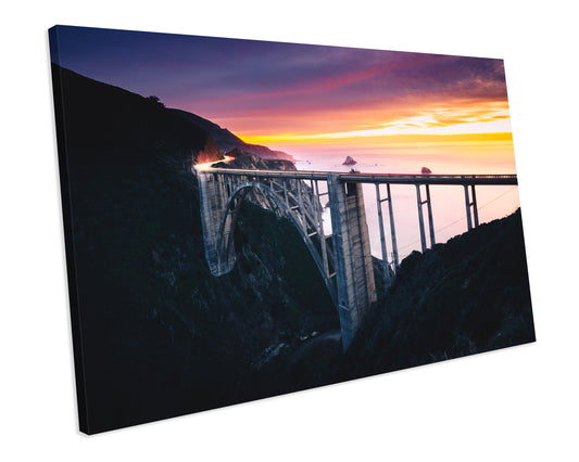 Sunset Bixby Creek Bridge California Landmark CANVAS WALL ART Box Framed Picture Print