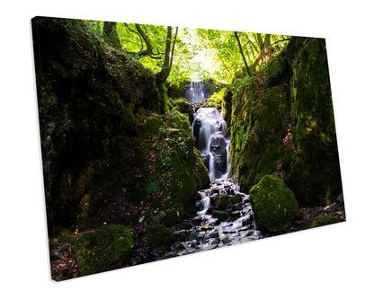 Waterfall Forest CANVAS WALL ART Box Framed Picture Print
