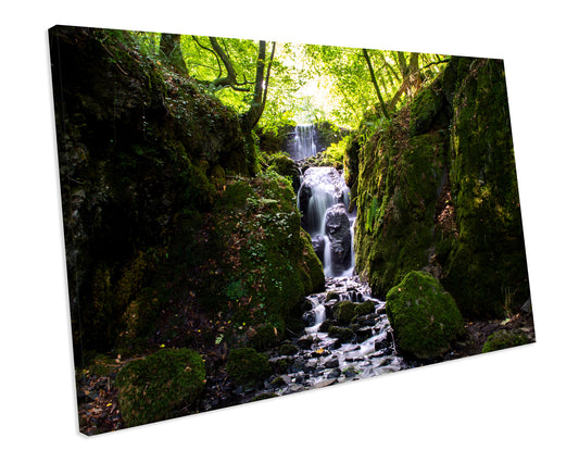 Waterfall Forest CANVAS WALL ART Box Framed Picture Print