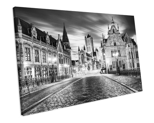 Black & White City Amsterdam CANVAS WALL ART Box Framed Picture Print
