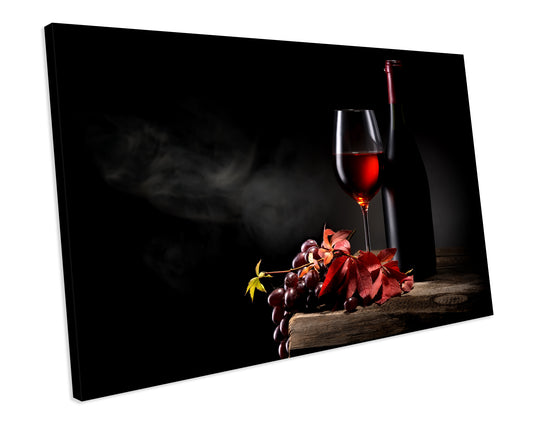 Red Wine Drink Kitchen CANVAS WALL ART Box Framed Picture Print