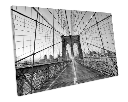 Black & White Brooklyn Bridge NYC CANVAS WALL ART Box Framed Picture Print