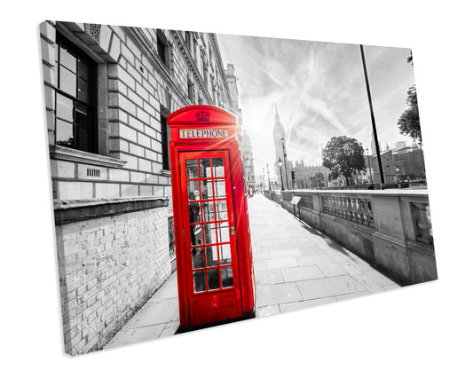 Red Telephone Box London CANVAS WALL ART Box Framed Picture Print