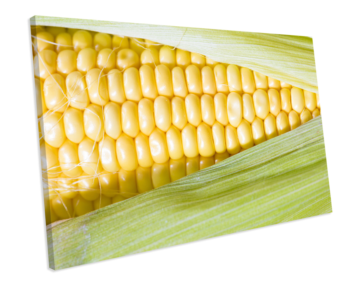 Corn On The Kob Close Up Macro Food Framed Canvas Print Wall Art