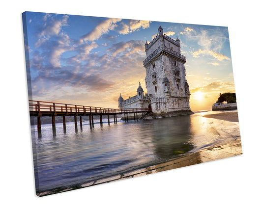 Lisbon Belem Tower Portugal Landmark Sunset CANVAS WALL ART Box Framed Picture Print
