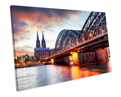 Hohenzollem Bridge Cologne Germany Cityscape CANVAS WALL ART Box Framed Picture Print