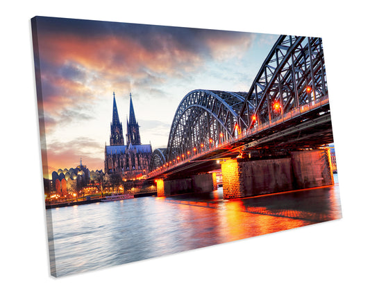 Hohenzollem Bridge Cologne Germany Cityscape CANVAS WALL ART Box Framed Picture Print