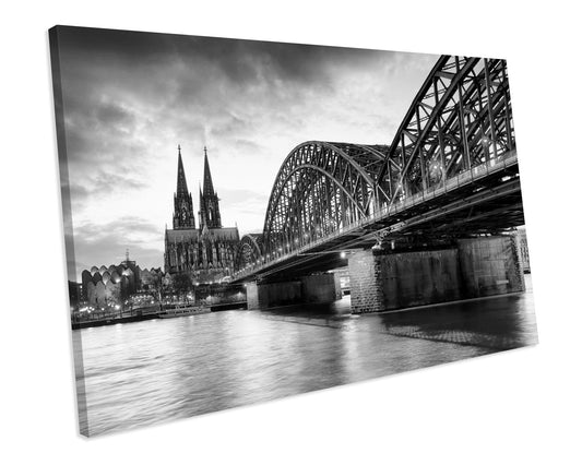 Hohenzollem Bridge Cologne B&W Germany CANVAS WALL ART Box Framed Picture Print