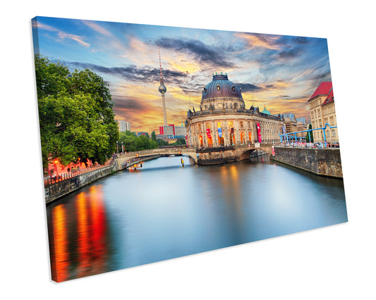 Berlin Germany Sunset CANVAS WALL ART Box Framed Picture Print