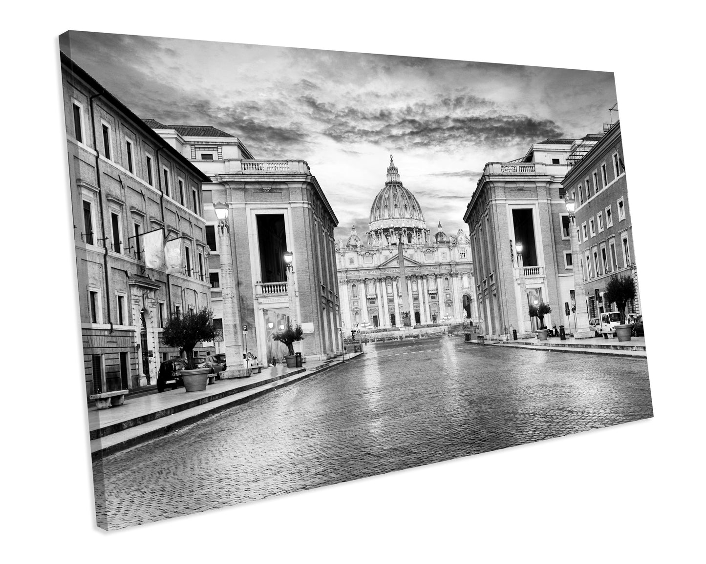 Black & White Rome Vatican City CANVAS WALL ART Box Framed Picture Print
