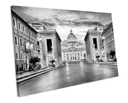 Black & White Rome Vatican City CANVAS WALL ART Box Framed Picture Print