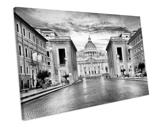 Black & White Rome Vatican City CANVAS WALL ART Box Framed Picture Print