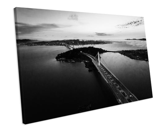 Black & White Oakland Bay Bridge California CANVAS WALL ART Box Framed Picture Print