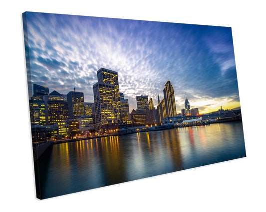 City Sunset San Francisco California CANVAS WALL ART Box Framed Picture Print