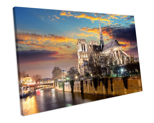 Notre Dame De Paris CANVAS WALL ART Box Framed Picture Print