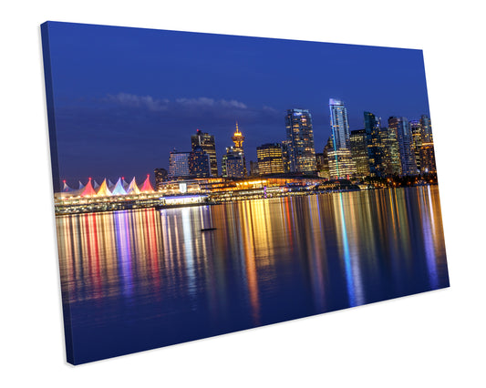 Vancouver Skyline Canada CANVAS WALL ART Box Framed Picture Print