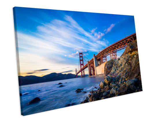 San Francisco Golden Gate Bridge Sunset CANVAS WALL ART Box Framed Picture Print