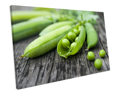 Garden Peas Food Kitchen Framed Canvas Print Wall Art