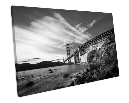 San Francisco Golden Gate Bridge Black & White CANVAS WALL ART Box Framed Picture Print