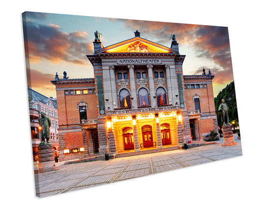 Oslo National Theatre Norway Landmark CANVAS WALL ART Box Framed Picture Print