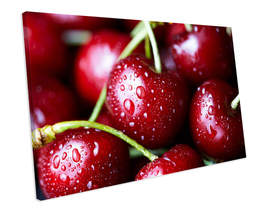 Cherries Fruit Kitchen Food Canvas Print Framed Wall Art Ready To Hang