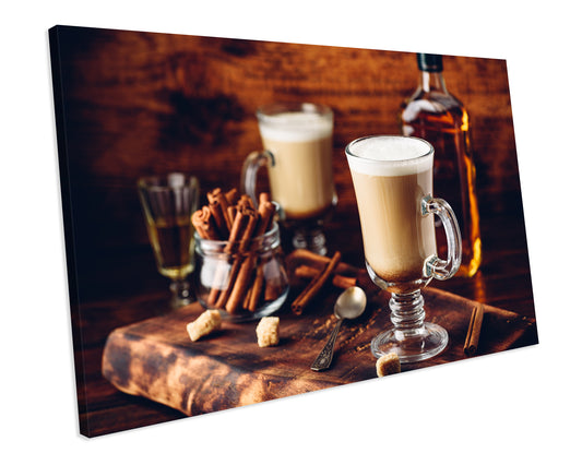 Irish coffee Drinks Kitchen CANVAS WALL ART Box Framed Picture Print
