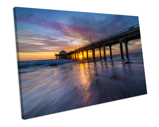 Sunset Manhattan Beach California CANVAS WALL ART Box Framed Picture Print