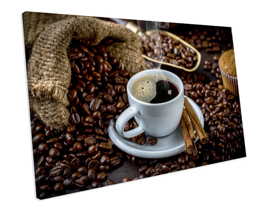 Fresh Coffee Beans Kitchen CANVAS WALL ART Box Framed Picture Print