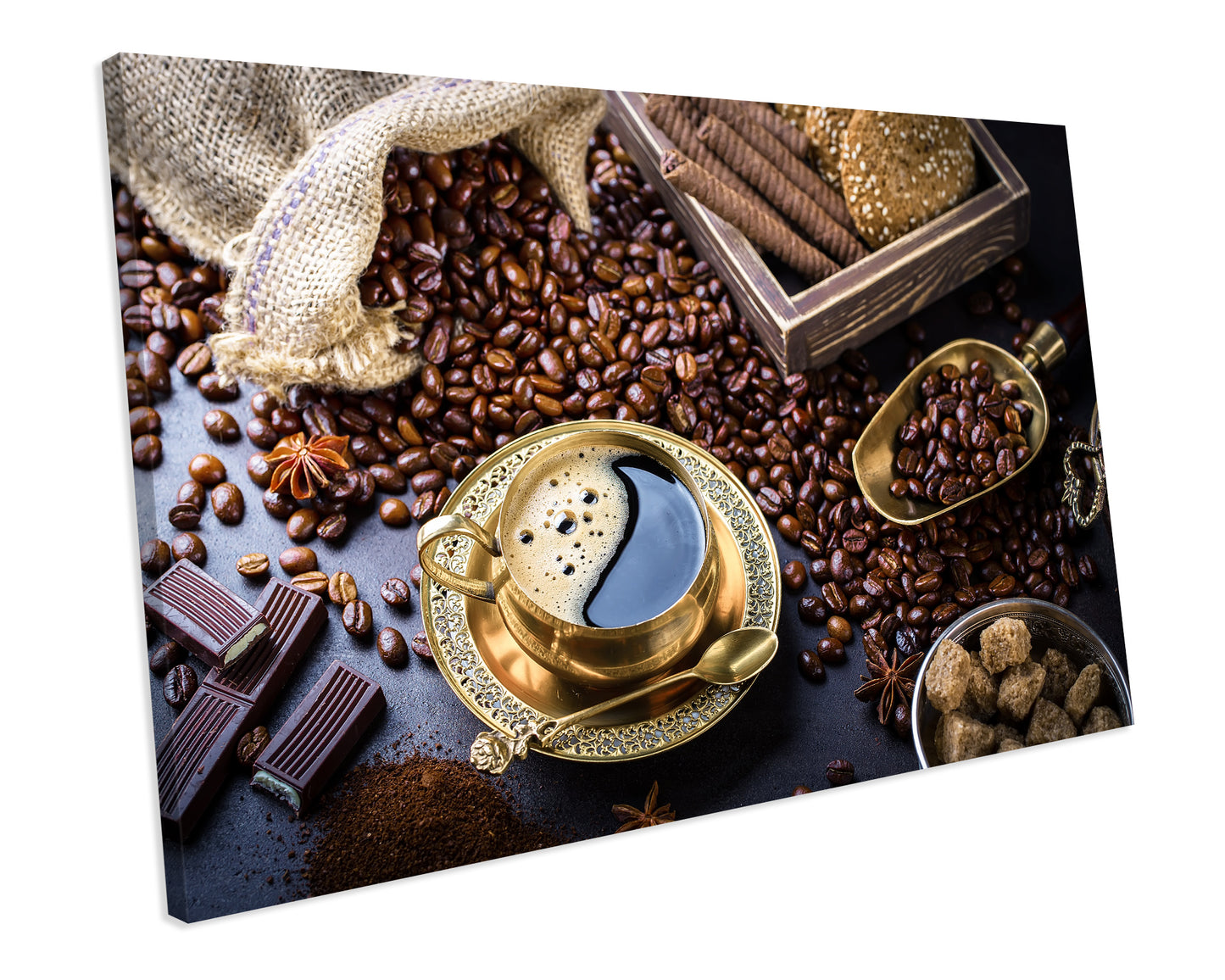 Fresh Coffee Beans Kitchen CANVAS WALL ART Box Framed Picture Print