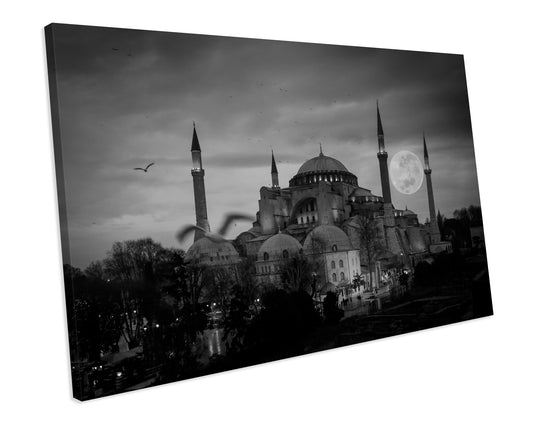 Hagia Sophia Istanbul Landmark Black & White CANVAS ART PRINT Box Framed Picture Wall Decor