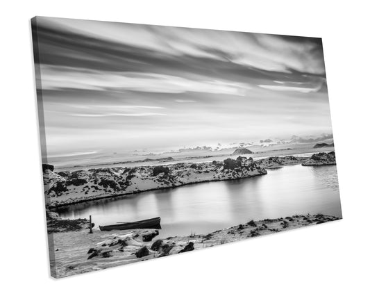 Tranquil Scene Black & White Winter Landscape Iceland CANVAS ART PRINT Box Framed Picture Wall Decor