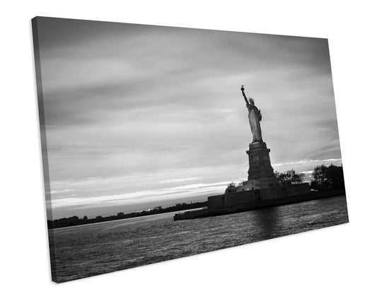Statue Of Liberty Landmark NY Black & White CANVAS ART PRINT Box Framed Picture Wall Decor