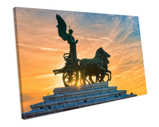 Quadriga Of Victory Monument At Sunset Rome Italy CANVAS ART PRINT Box Framed Picture Wall Decor