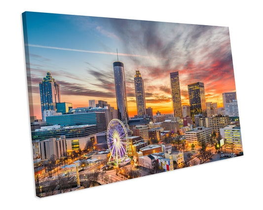 Atlanta Georgia Usa Sunset City Skyline CANVAS ART PRINT Box Framed Picture Wall Decor