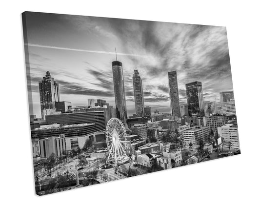 Atlanta Georgia USA B&W City Skyline CANVAS ART PRINT Box Framed Picture Wall Decor