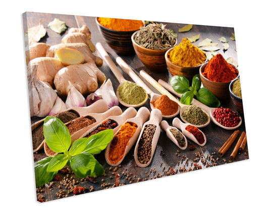 Kitchen Food Spices Framed Canvas print Wall Art