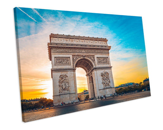 Sunset Arch Of Triumph Landmark France CANVAS ART PRINT Box Framed Picture Wall Decor