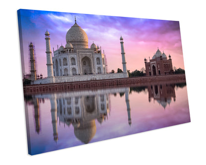 Taj Mahal Purple Pink India Landmark CANVAS ART PRINT Box Framed Picture Wall Decor