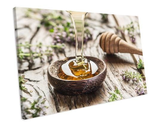Natural Honey kitchen Food & Drink Framed Canvas print Wall Art