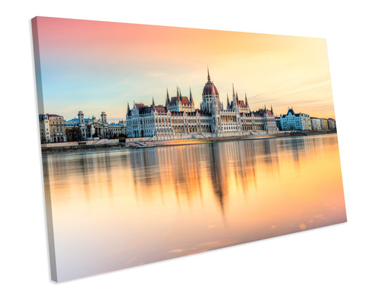 Budapest Parliament Hungary Sunset Landmark CANVAS WALL ART Box Framed Picture Print