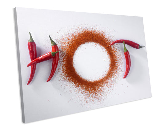 Red Hot Chilli Peppers & Spice Food Kitchen CANVAS WALL ART Box Framed Picture Print