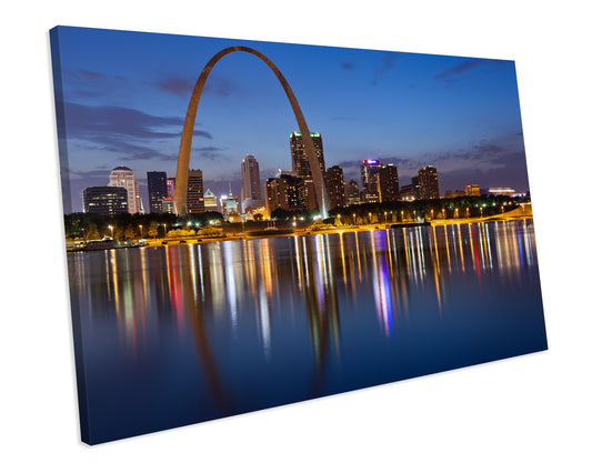 St. Louis At Night Missouri City Skyline CANVAS WALL ART Box Framed Picture Print