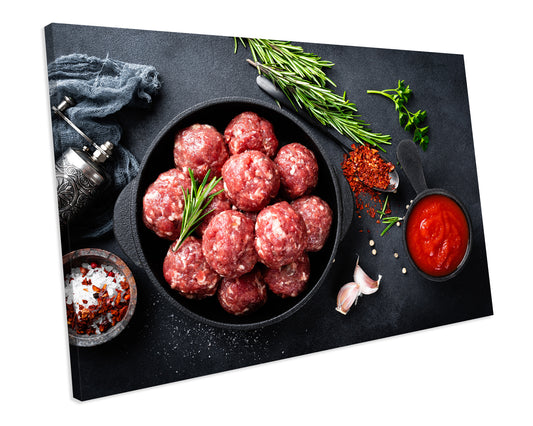 Meatballs Italian Food Kitchen CANVAS WALL ART Box Framed Picture Print