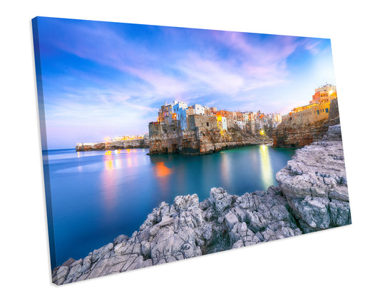 Sunset Cala Paura Gulf Italy Coastal Landscape CANVAS WALL ART Box Framed Picture Print