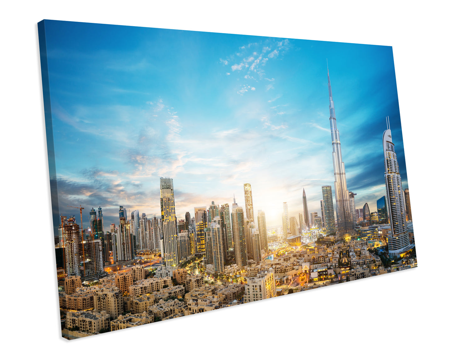 Dubai Sunset City Skyline CANVAS WALL ART Box Framed Picture Print