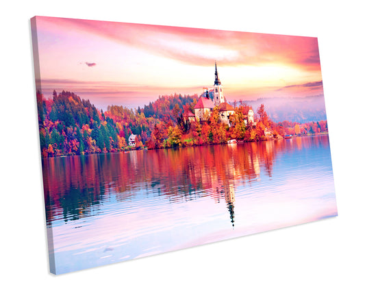 Magical Autumn Sunset Landscape CANVAS WALL ART Box Framed Picture Print