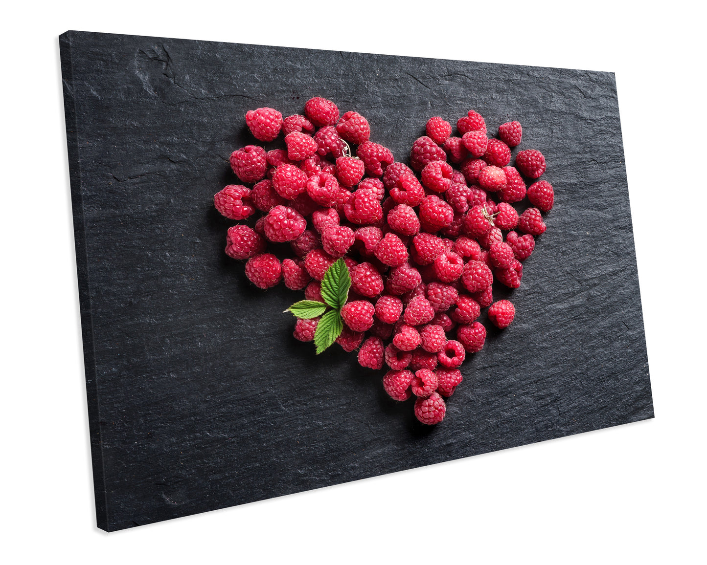 Love Heart Raspberry Fruit Food Kitchen CANVAS WALL ART Box Framed Picture Print